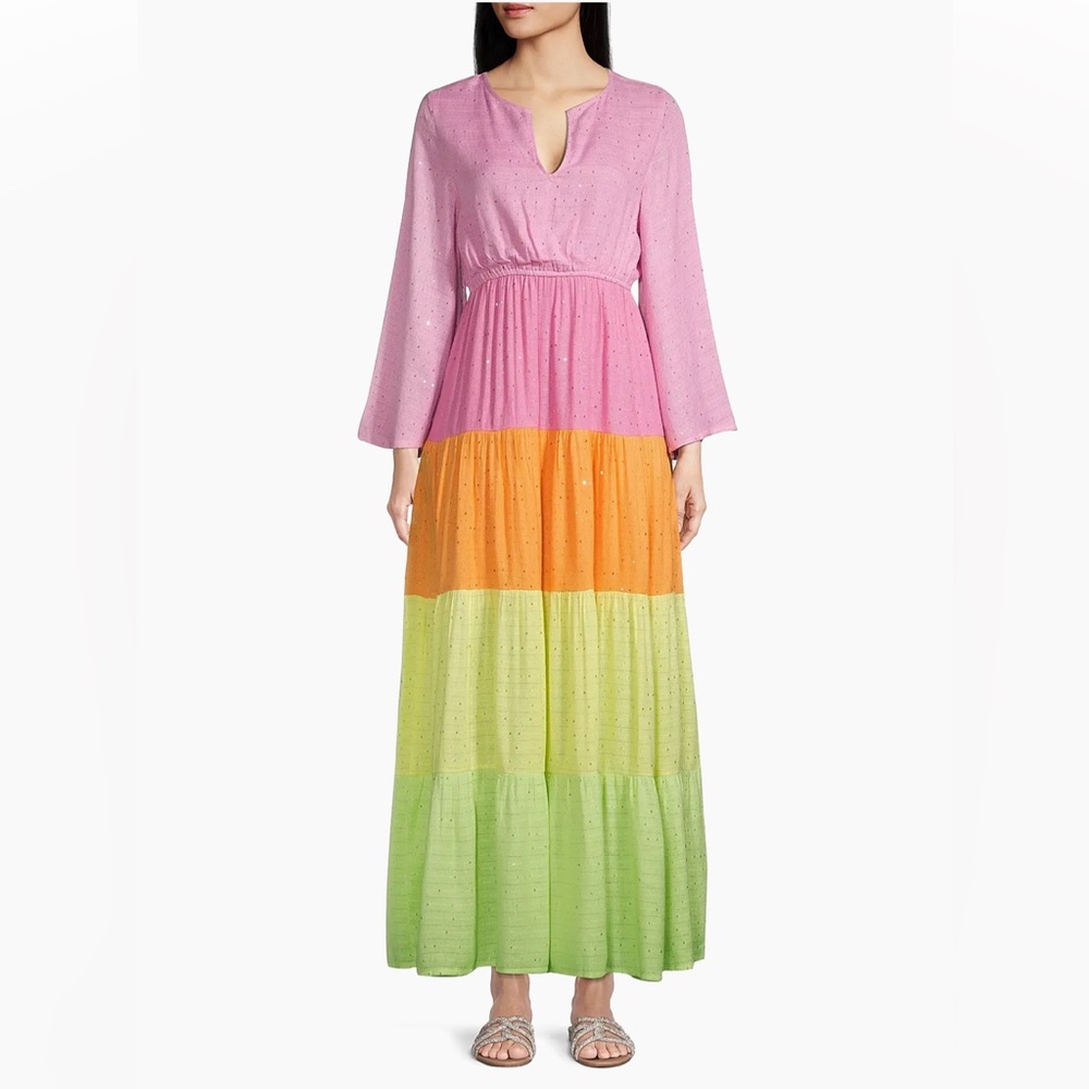 Lila Colorblocked Cover-Up Maxi Dress